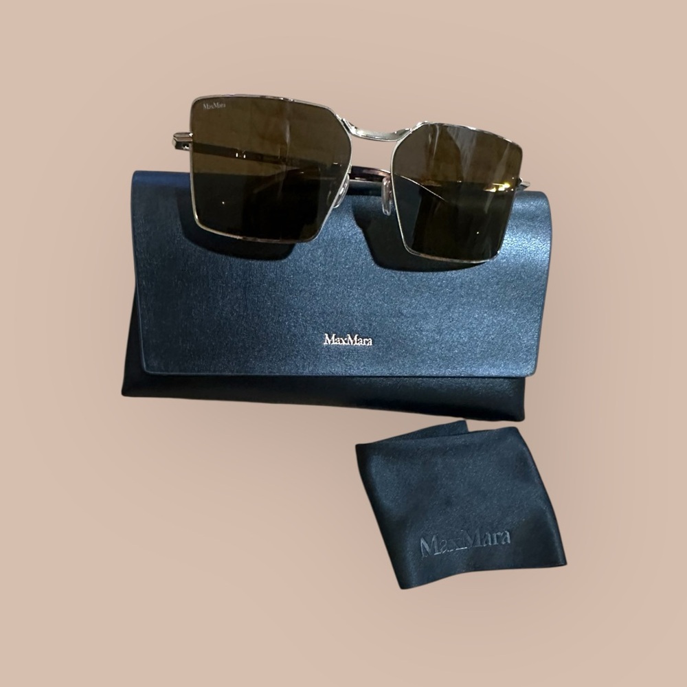 MaxMara Gold Metal Sunglasses with Brown Lenses